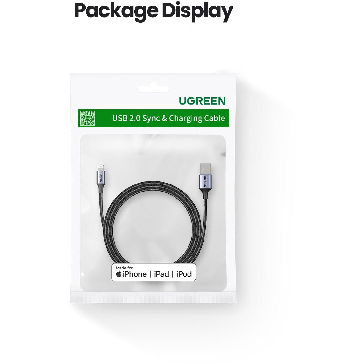 UGREEN 60158 USB-A to 8-pin iPhone Charging Cable 2M Black