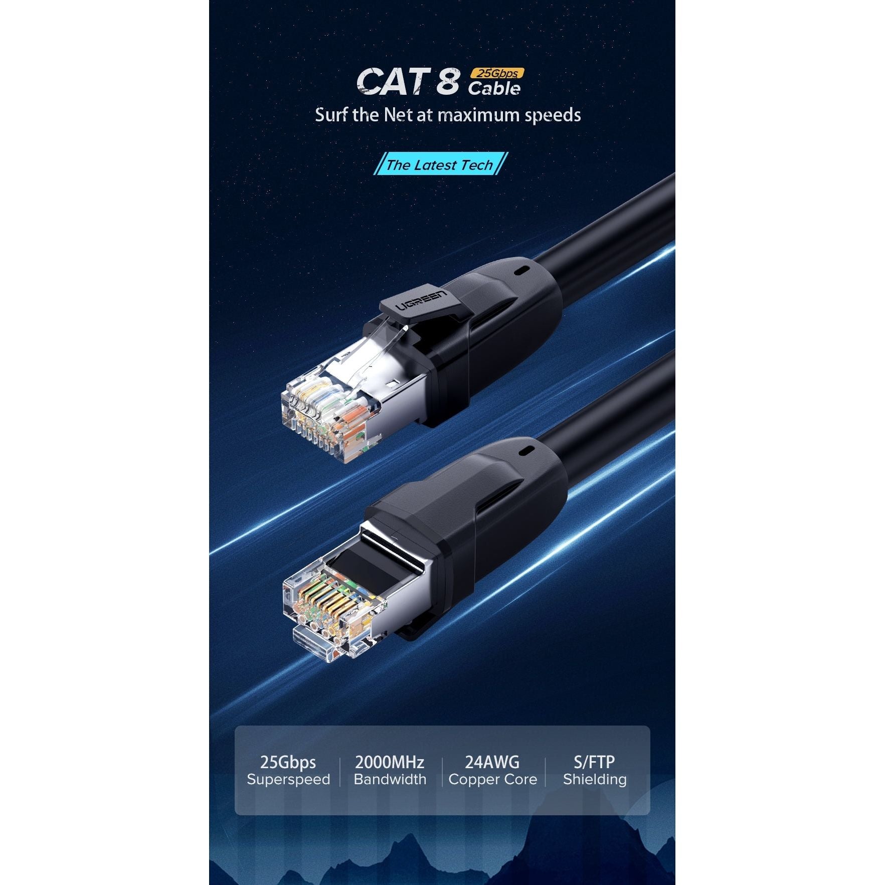 UGREEN 70172 Cat 8 Pure Copper Patch Cord Network Cable 5M