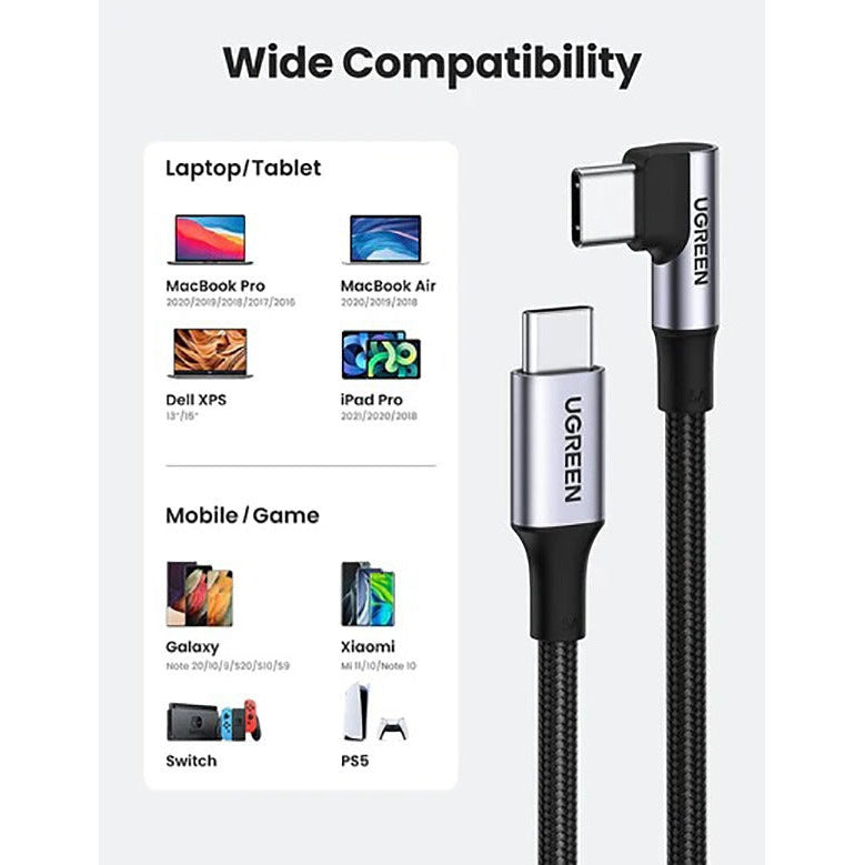 UGREEN 70643 USB-C to Angle USB-C Cable 1M