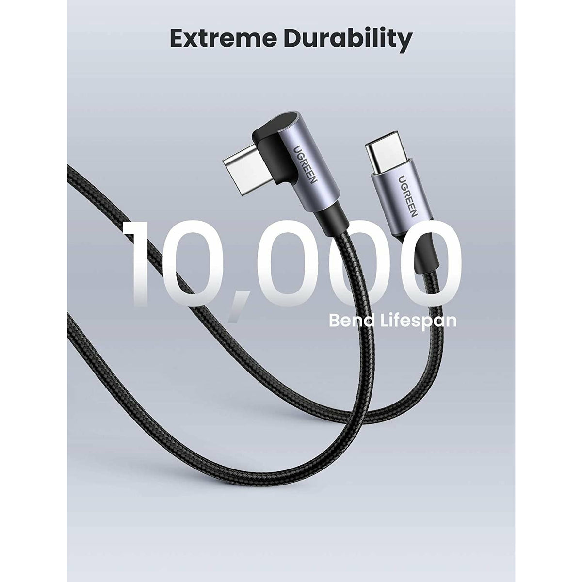 UGREEN 80714 USB-C 2.0 to Angle USB-C Cable Black 3M