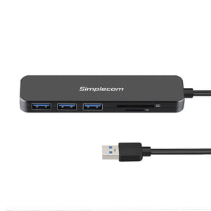 Simplecom CH365 SuperSpeed 3 Port USB 3.0 (USB 3.2 Gen 1) Hub with SD MicroSD Card Reader