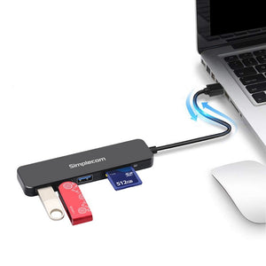 Simplecom CH365 SuperSpeed 3 Port USB 3.0 (USB 3.2 Gen 1) Hub with SD MicroSD Card Reader