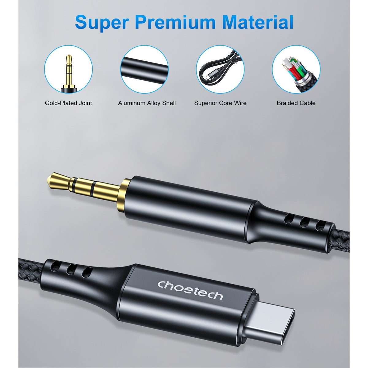 CHOETECH AUX008 Type-C To 3.5mm Audio Cable 2M