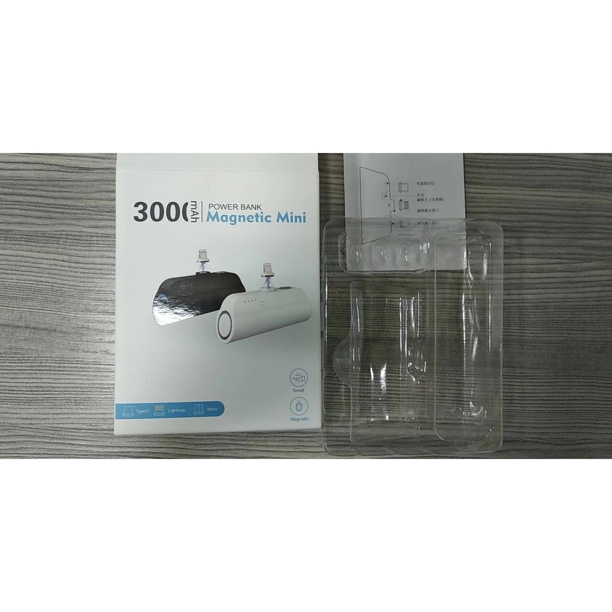 CHOETECH B660-BK 3000mAh Mini Power Bank with 3 Magnetic Connectors (Black)