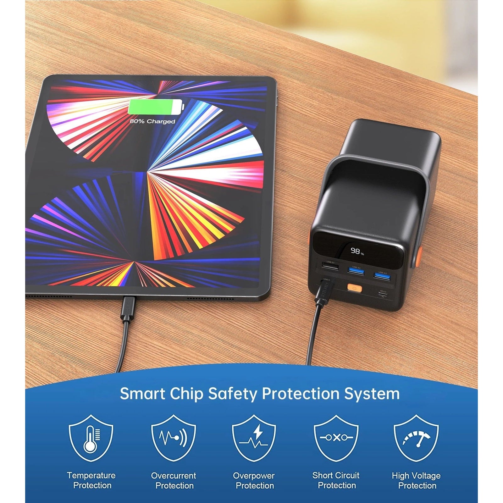 CHOETECH B664 50000mAh PD65W Power Bank with LED Flashlight LCD Display
