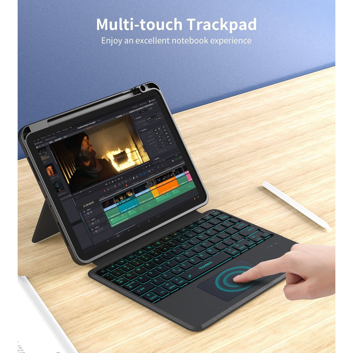 CHOETECH BH-018 Wireless Keyboard with Touchpad and Backlight for iPad Pro 11 " (Black)