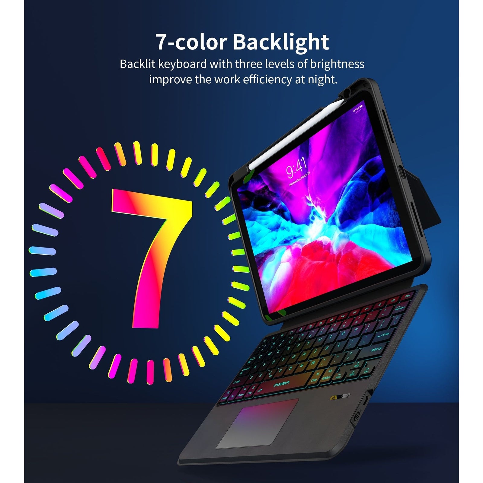 CHOETECH BH-018 Wireless Keyboard with Touchpad and Backlight for iPad Pro 11 " (Black)