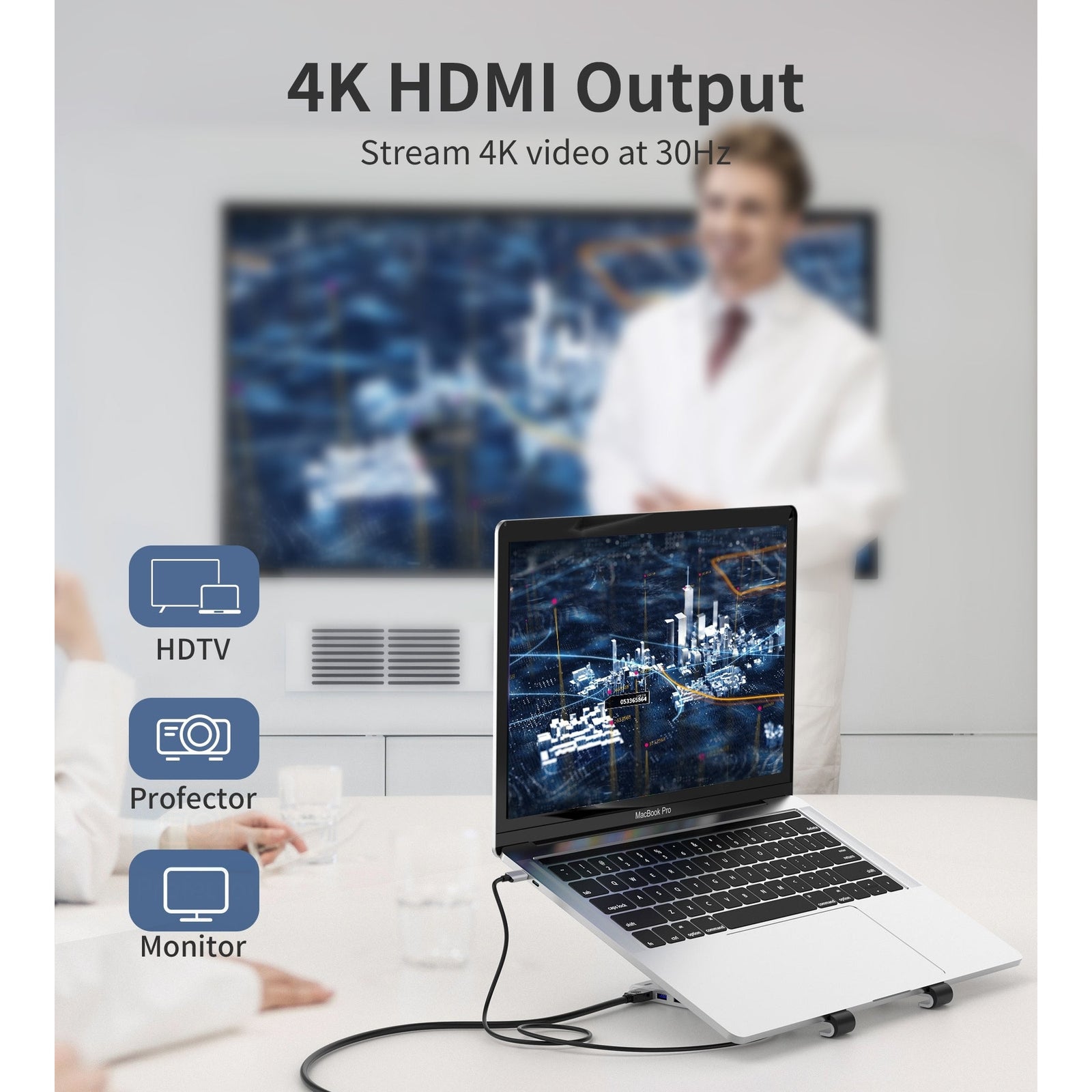 CHOETECH HUB-M43 7-in-1 USB-C Multiport Adapter with Foldable Laptop Stand