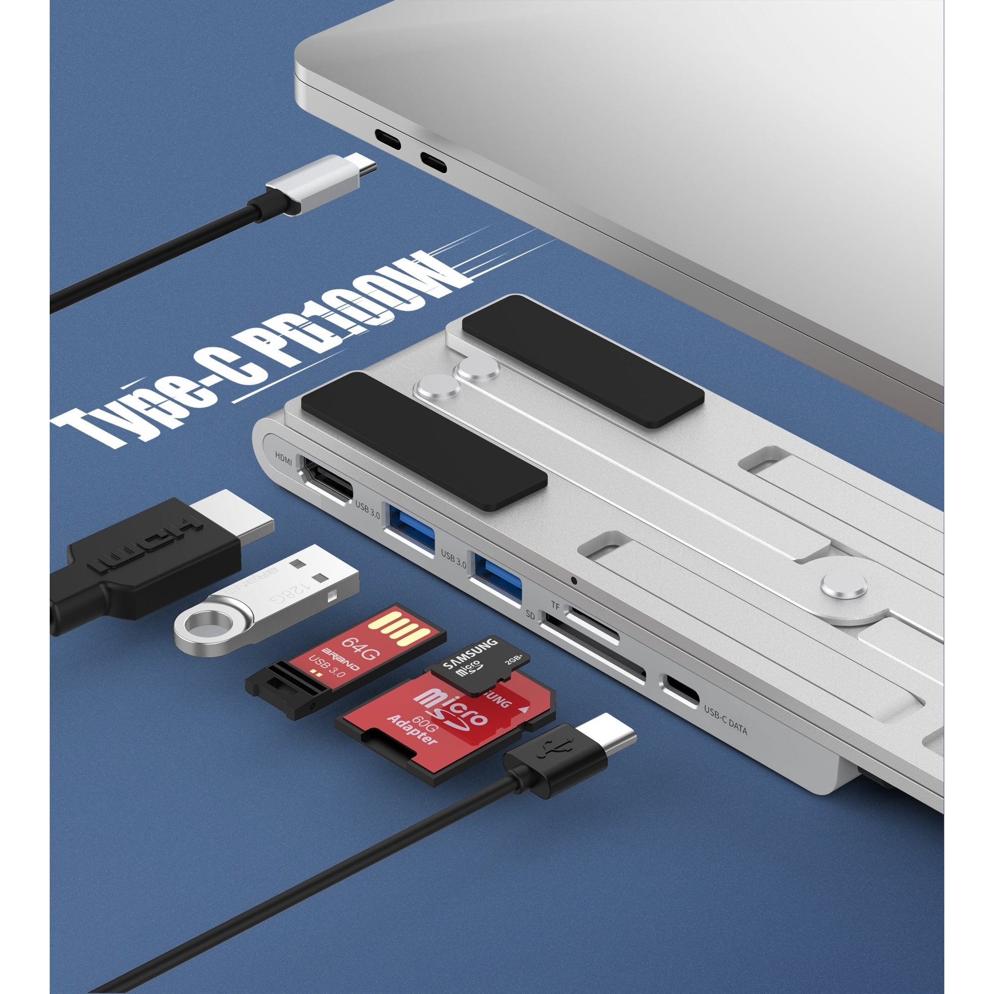 CHOETECH HUB-M43 7-in-1 USB-C Multiport Adapter with Foldable Laptop Stand