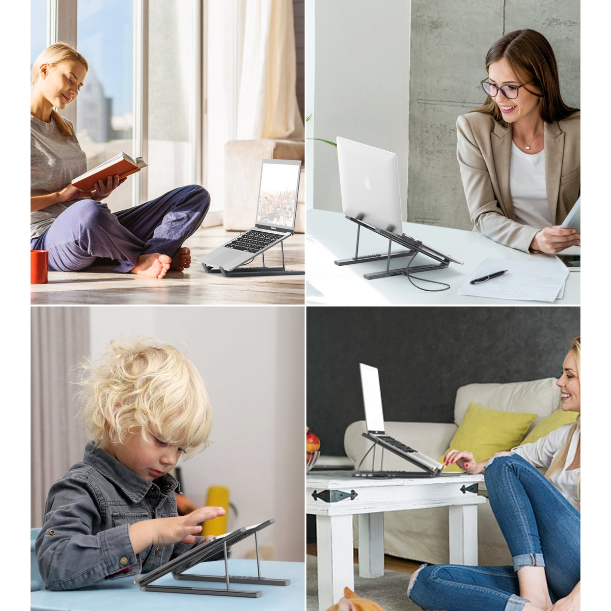 CHOETECH HUB-M48 7-in-1 Hub + Foldable Laptop stand USB-C to HDMI 4K/USB-A/TF&SD/USB-C with PD Charging