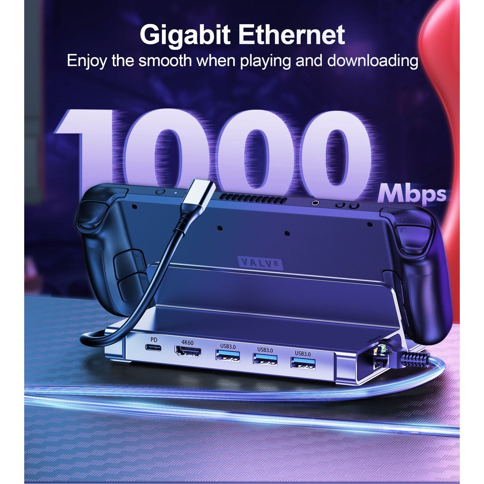 CHOETECH HUB-M50 6-in-1 USB-C 100W Aluminum Steam Deck Docking Station