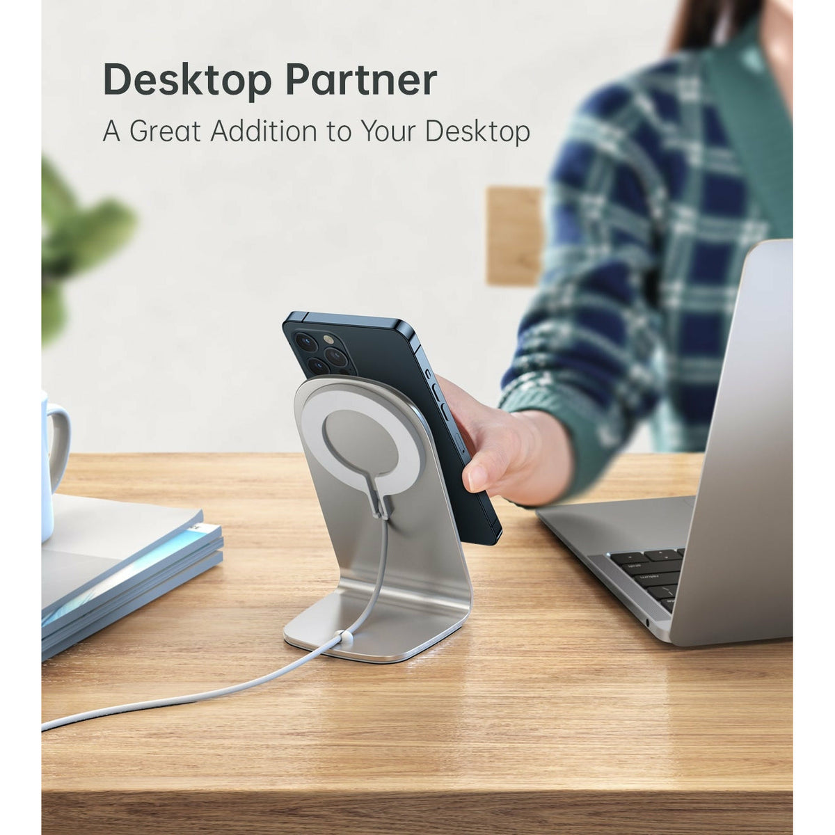 CHOETECH MIX00117SL Magasafe Fast Wireless Charger Stand Holder For iPhone 13/12 (H047+T517)