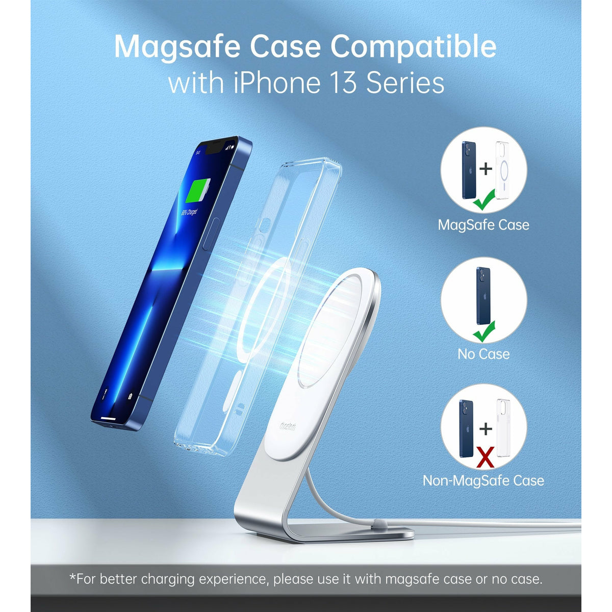 CHOETECH MIX00117SL Magasafe Fast Wireless Charger Stand Holder For iPhone 13/12 (H047+T517)