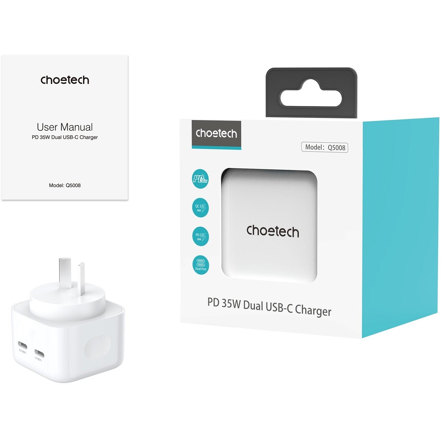 CHOETECH Q5008 PD 35W Dual USB-C Charger