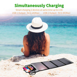 CHOETECH SC005 22W Portable Waterproof Foldable Solar Panel Charger (Dual USB Ports)