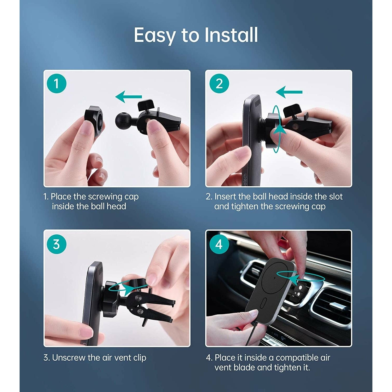 CHOETECH T200F-201 15W MagLeap Magnetic Wireless Car Charger Holder with 1M Cable