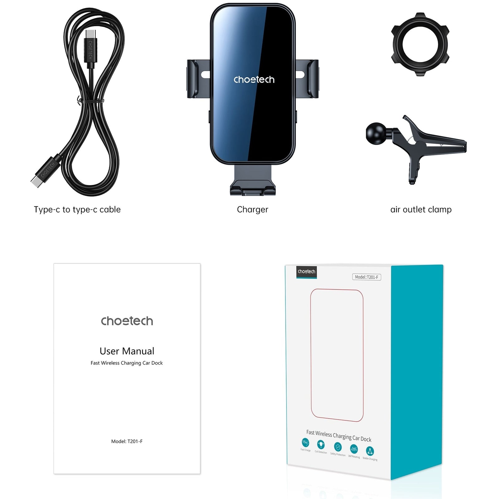 Choetech T202-F Fast Wireless Charging Car Dock