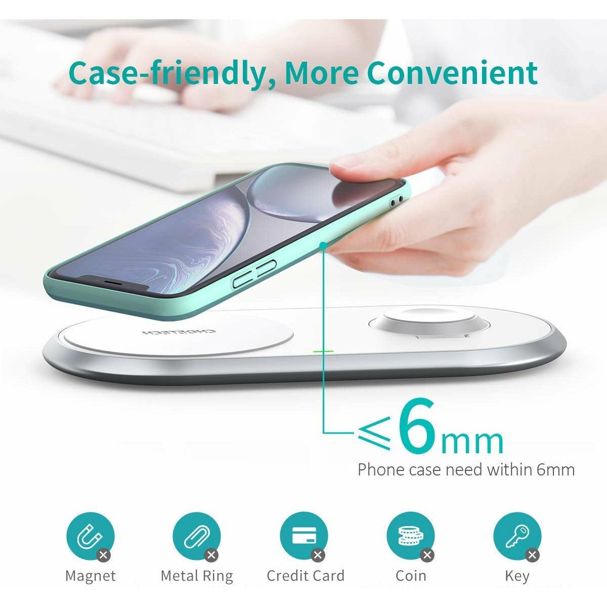 CHOETECH T317 2-in-1 Dual Wireless Charger Pad (MFI Certified)