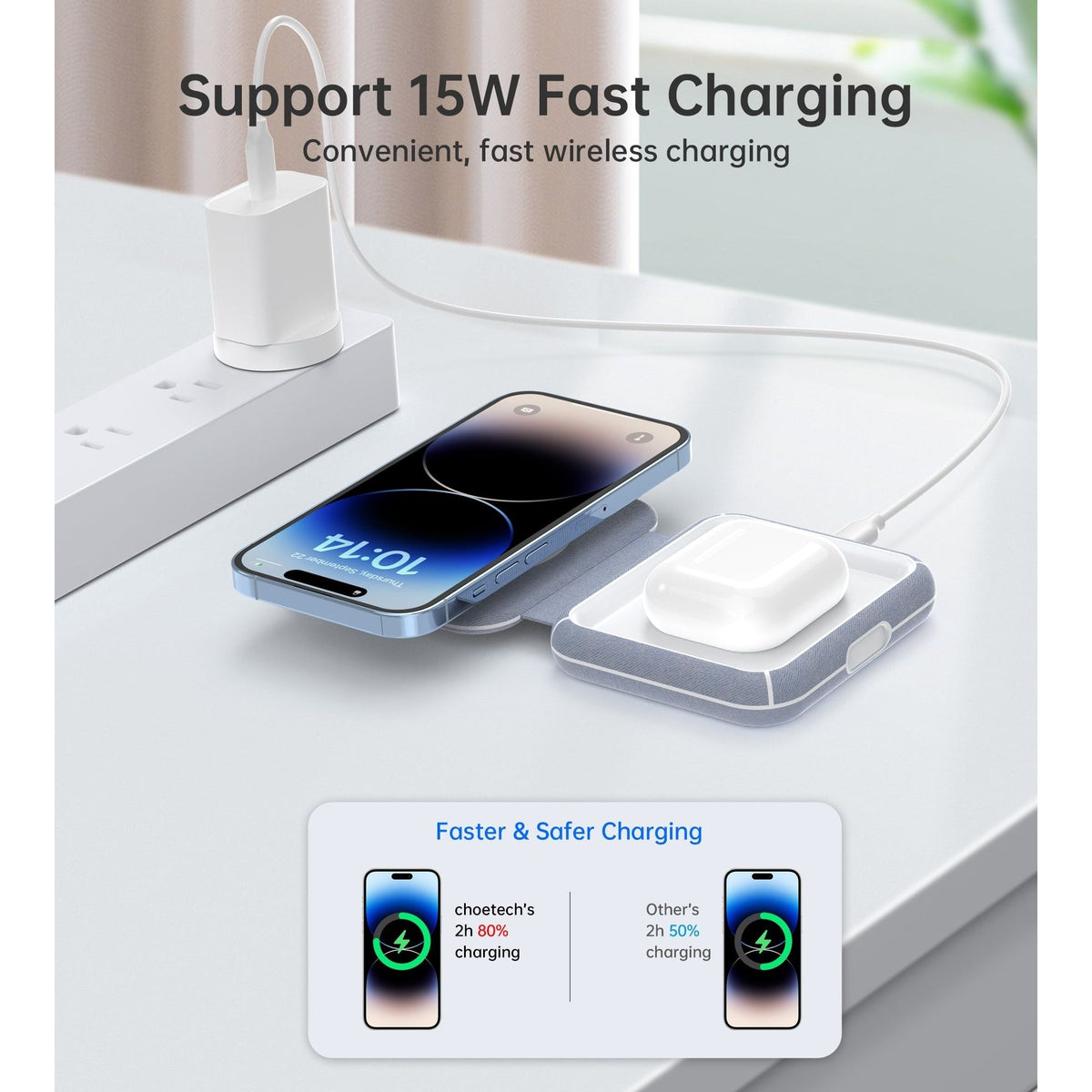 CHOETECH T323 2-in-1 Magsafe&MFI Wireless Charger