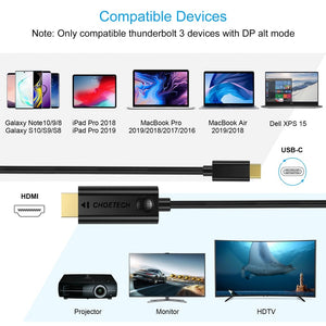 CHOETECH XCH-0030 USB-C To HDMI Cable 3M