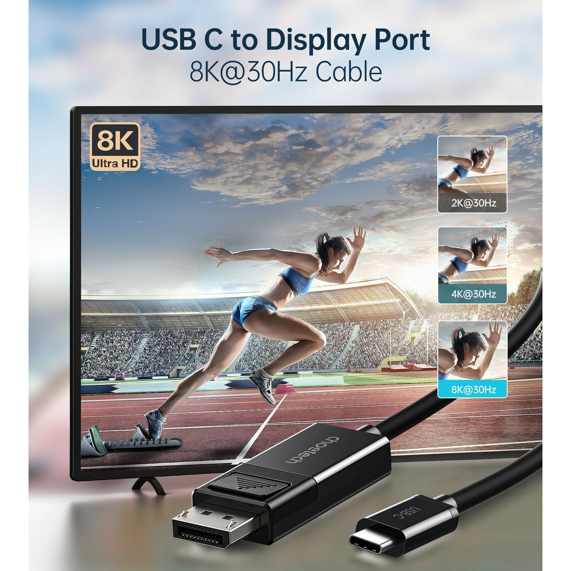 CHOETECH XCP-1803 USB-C To DisplayPort Cable 8K@30Hz 1.8M Two-Way