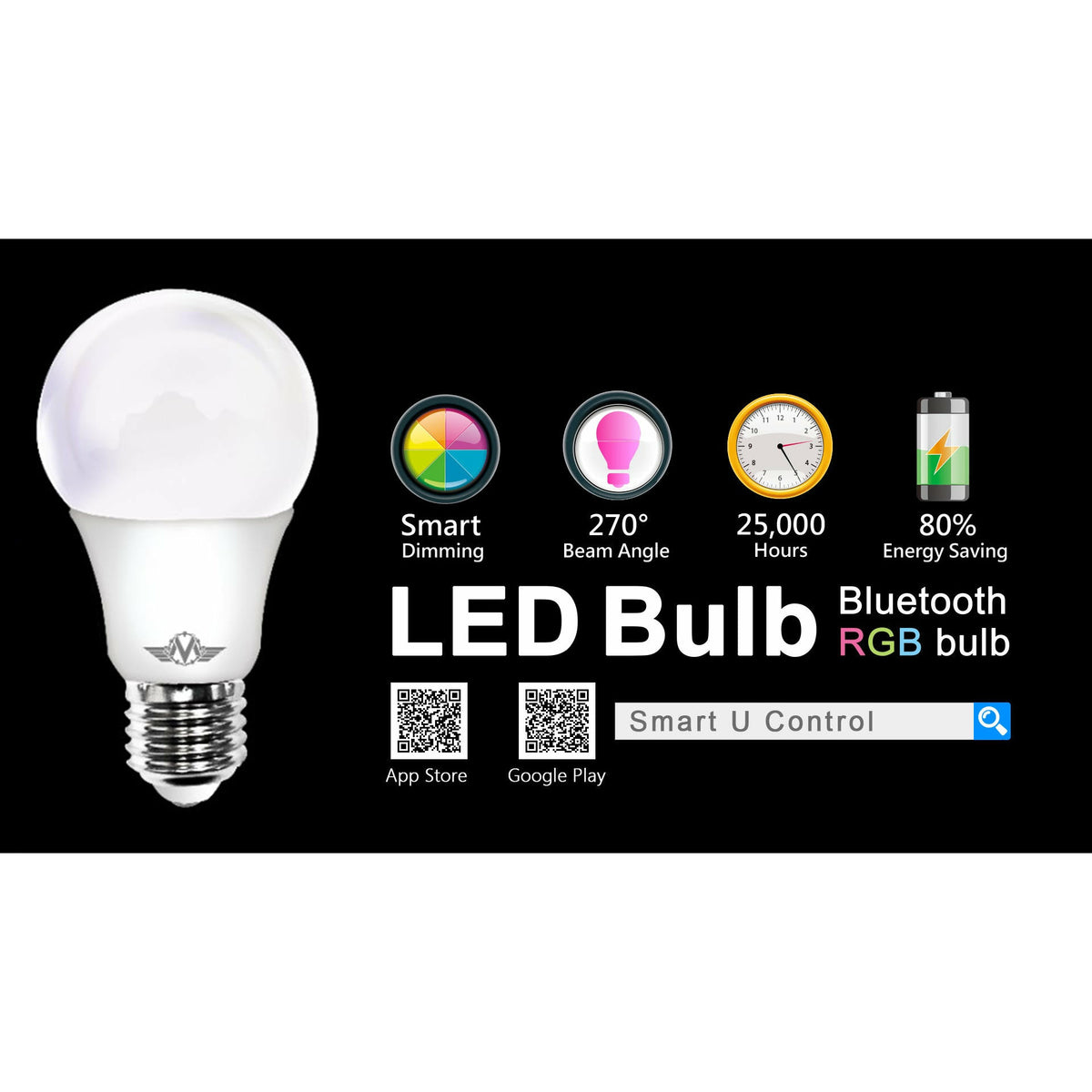 MV SMART BULB 9W B22 TWIN PACK  (apple app only )