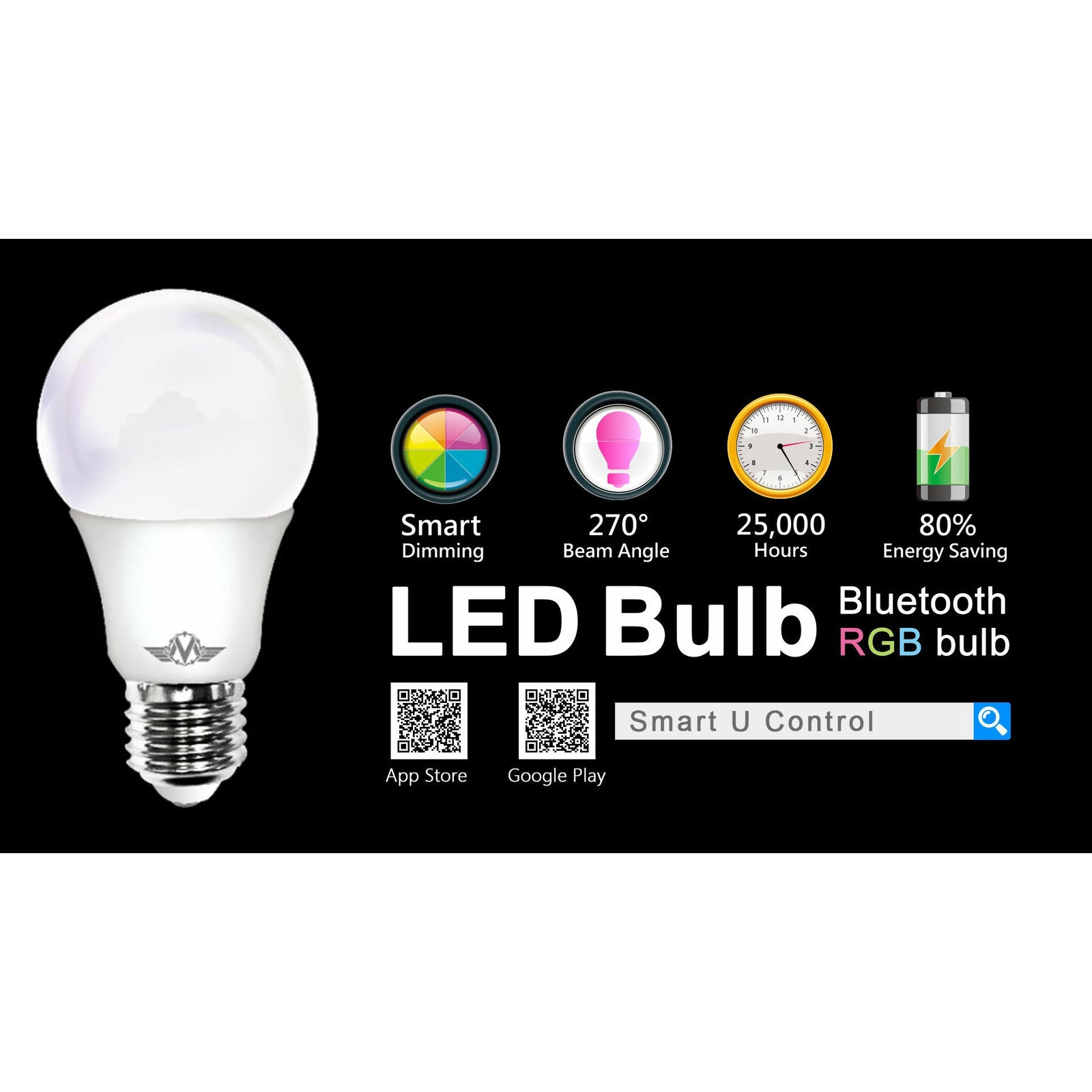 MV SMART BULB 9W E27 TWIN PACK  (apple app only )