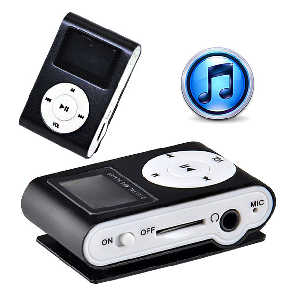 Mini Clip 16G MP3 Music Player With USB Cable &amp; Earphone Black