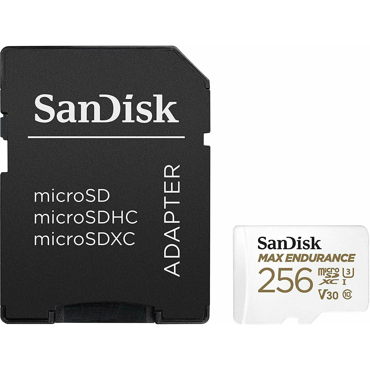Sandisk Max Endurance Microsdxc Card SQQVR 256G (120 000 HRS) UHS-I C10 U3 V30 100MB/S R 40MB/S W SD Adaptor SDSQQVR-256G-GN6IA