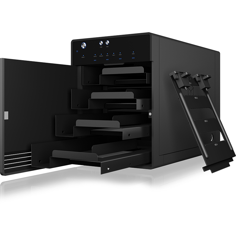 ICY BOX SINGLE enclosure for 4x HDD/SSD with USB 3.1 (Gen 2) Type-C interface and fan