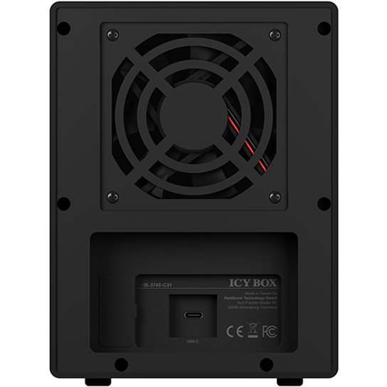 ICY BOX SINGLE enclosure for 4x HDD/SSD with USB 3.1 (Gen 2) Type-C interface and fan