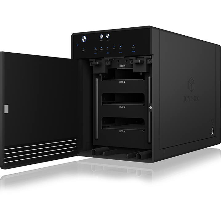 ICY BOX SINGLE enclosure for 4x HDD/SSD with USB 3.1 (Gen 2) Type-C interface and fan
