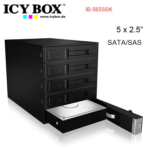 ICY BOX Backplane for 5x 3.5&quot; SATA or SAS HDD in 3x 5.25&quot; bay (IB-565SSK)