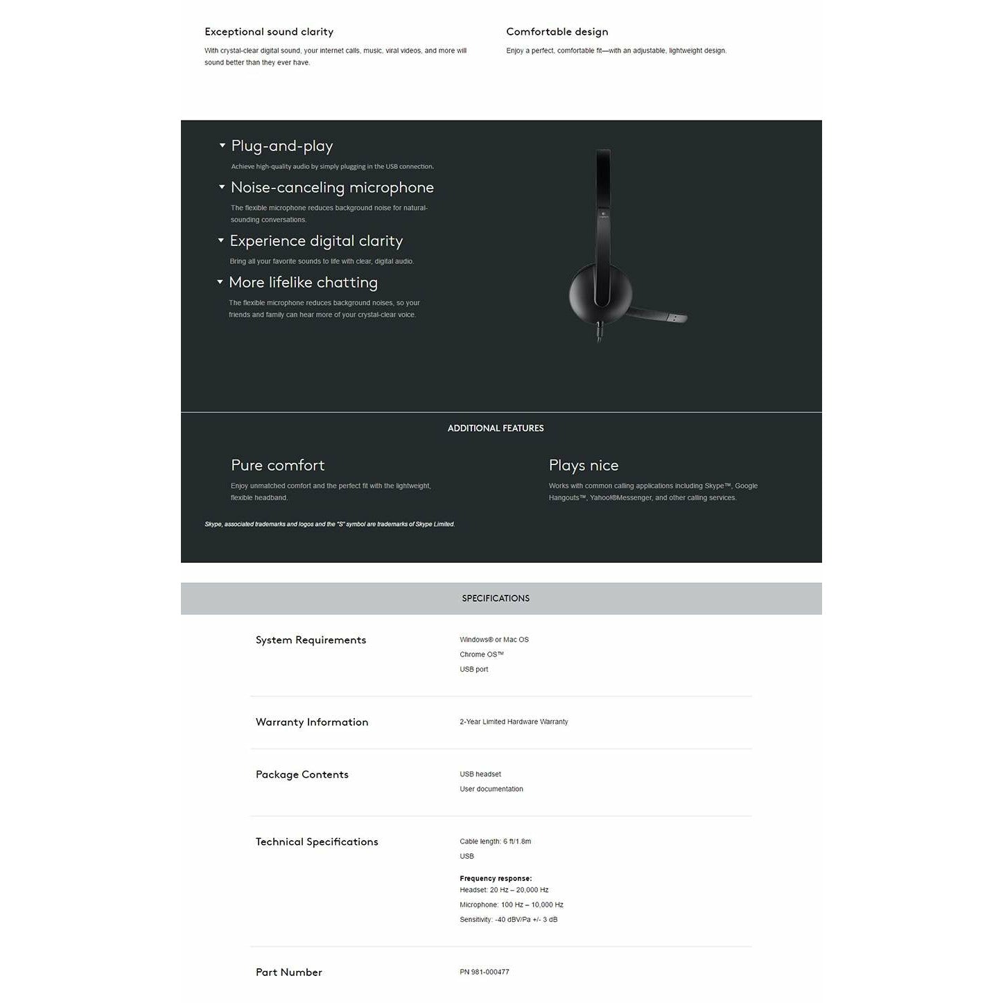 Logitech H340 USB Headset (981-000477)