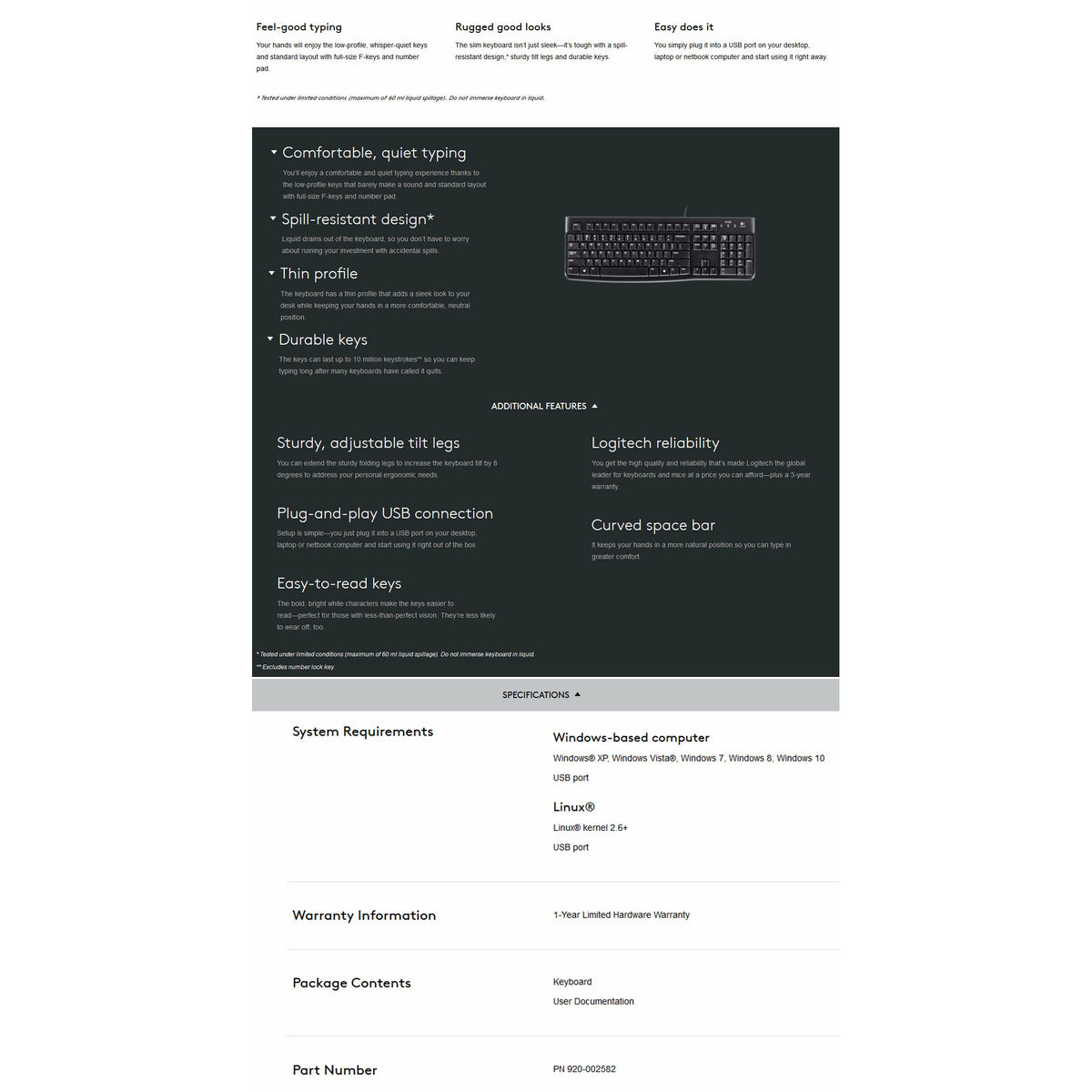Logitech K120 USB Keyboard (920-002582)