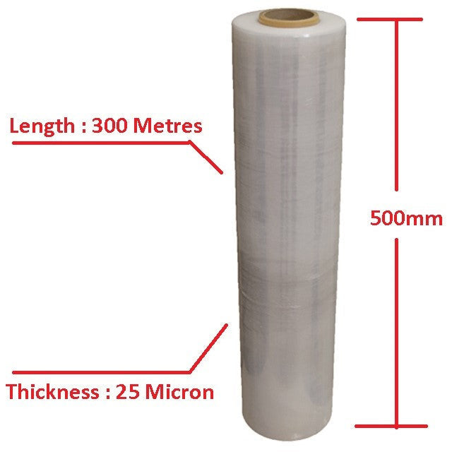 4 Packs - Moofer Premium Pallet Stretch Wrap 500mm x 300m x 25um Clear