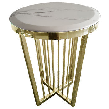 Salina Coffee Table - Marble - 45cm Gold