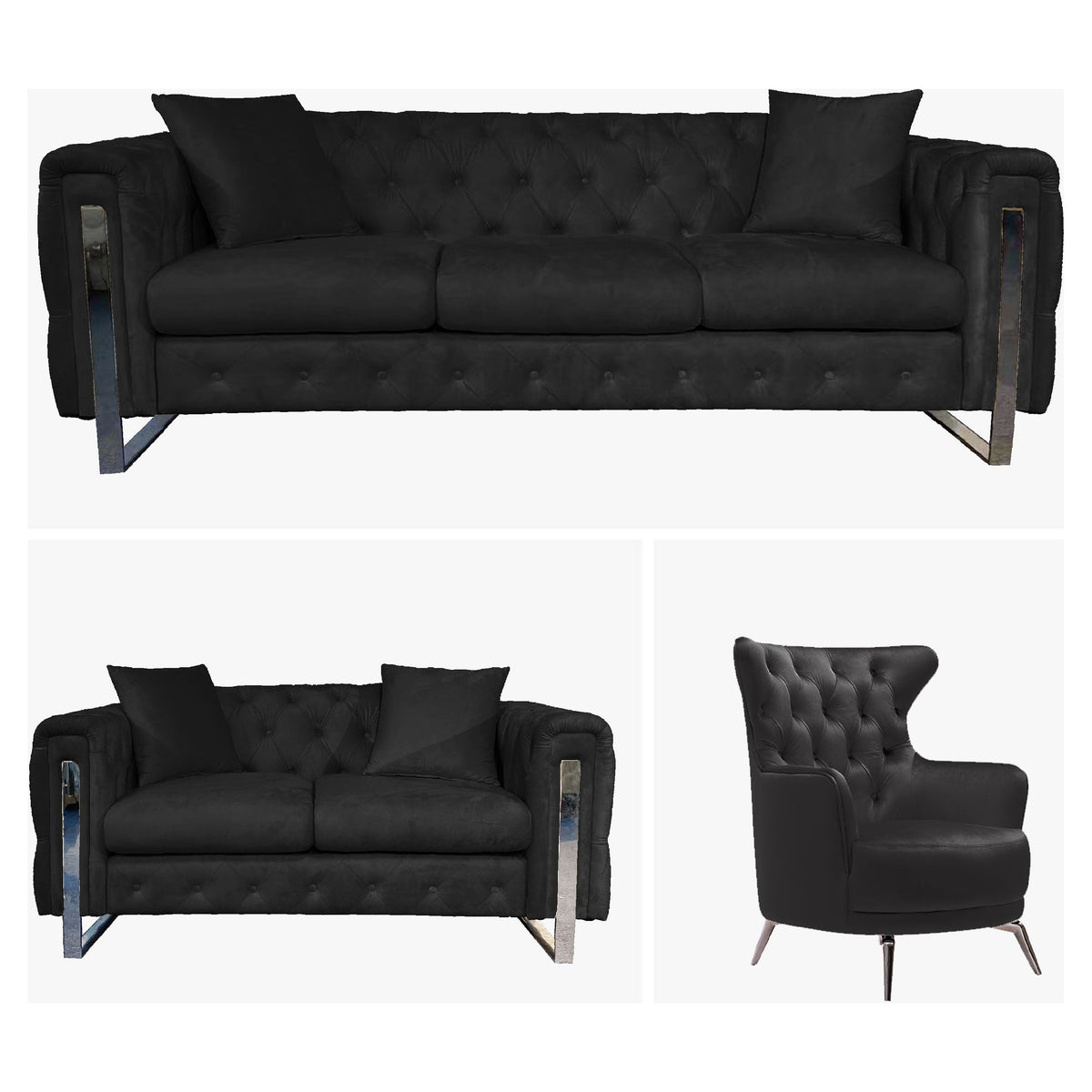 Madeline Range - Black Velvet - Silver Trims