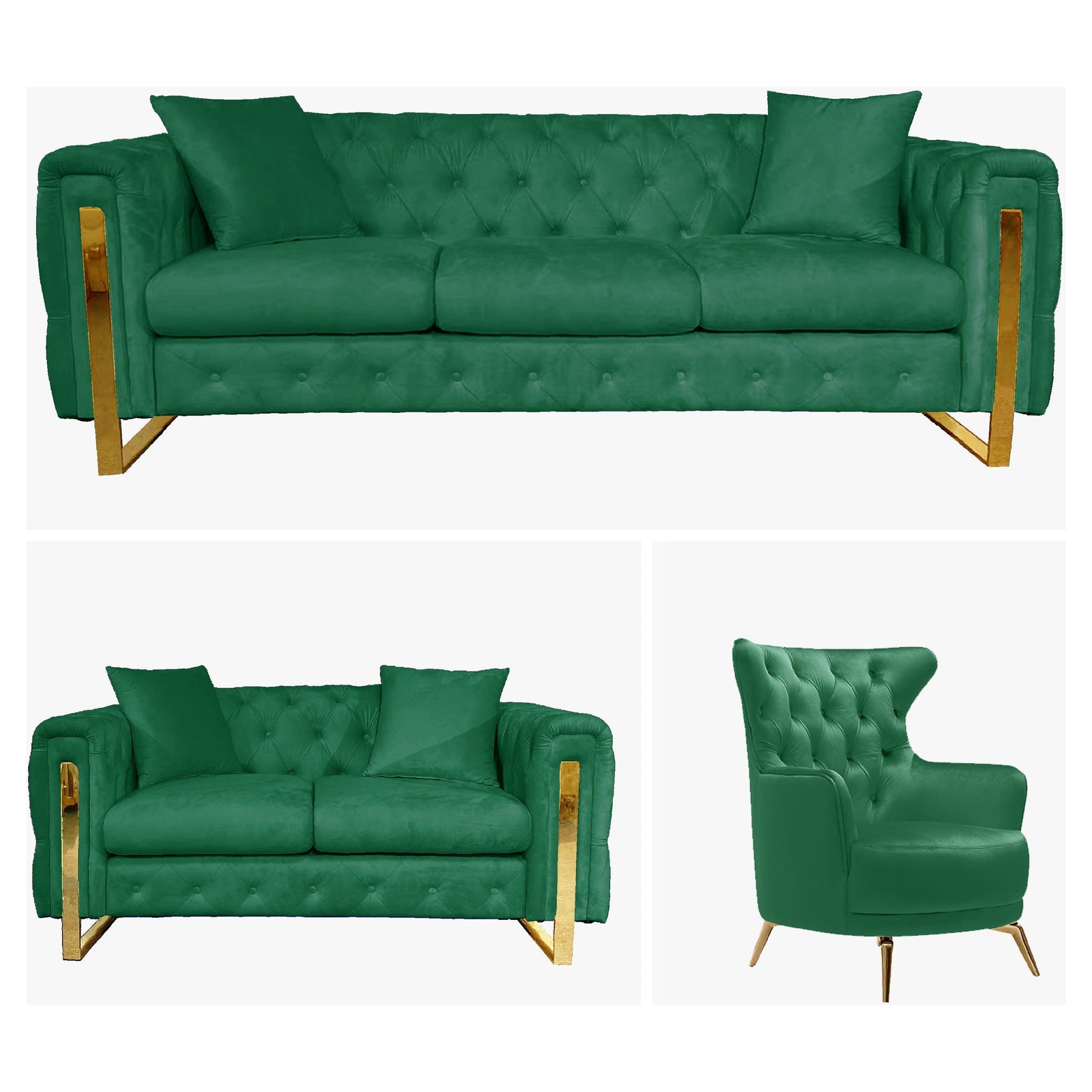 Madeline Range - Green Velvet - Gold Trims