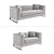 William Lounge - Light Grey Velvet - Silver Trims