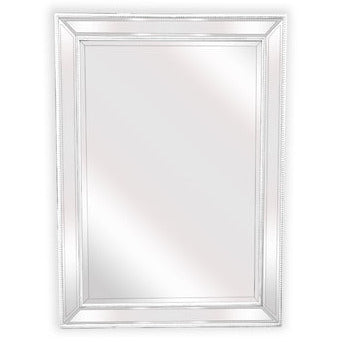 White Beaded Framed Mirror - Rectangle 80cm x 110cm