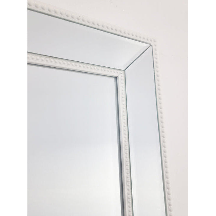 White Beaded Framed Mirror - X Large 190cm x 100cm