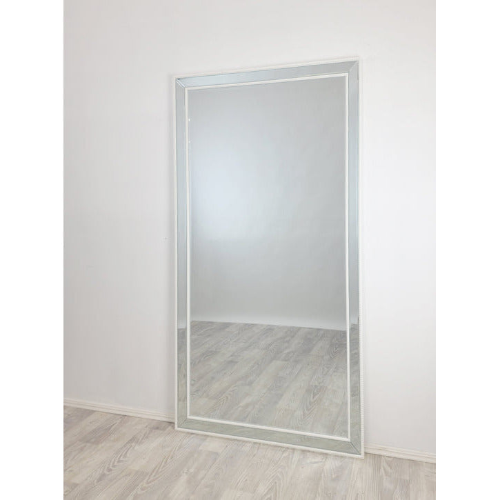 White Beaded Framed Mirror - X Large 190cm x 100cm