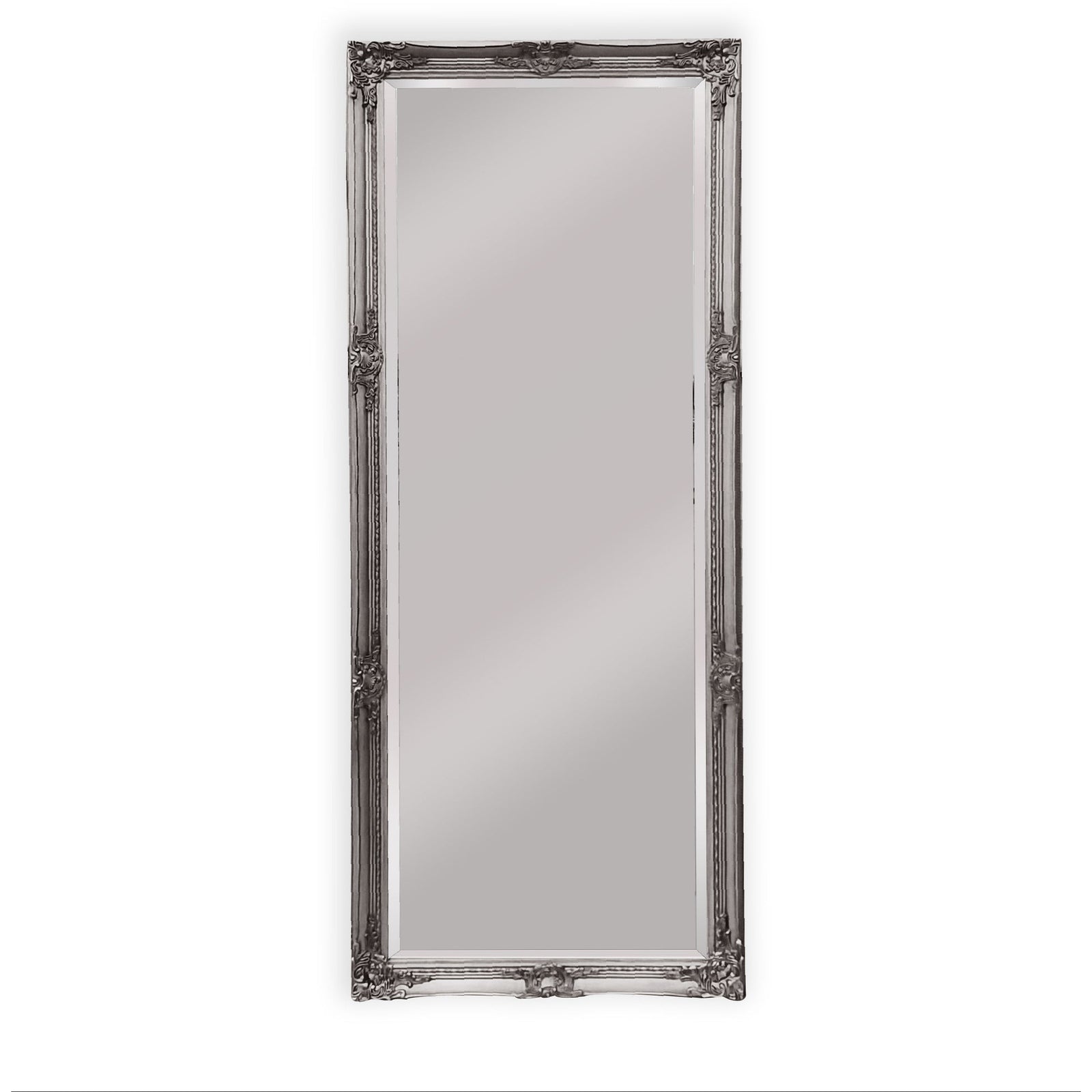 French Provincial Ornate Mirror - Antique Silver - Medium 70cm x 170cm