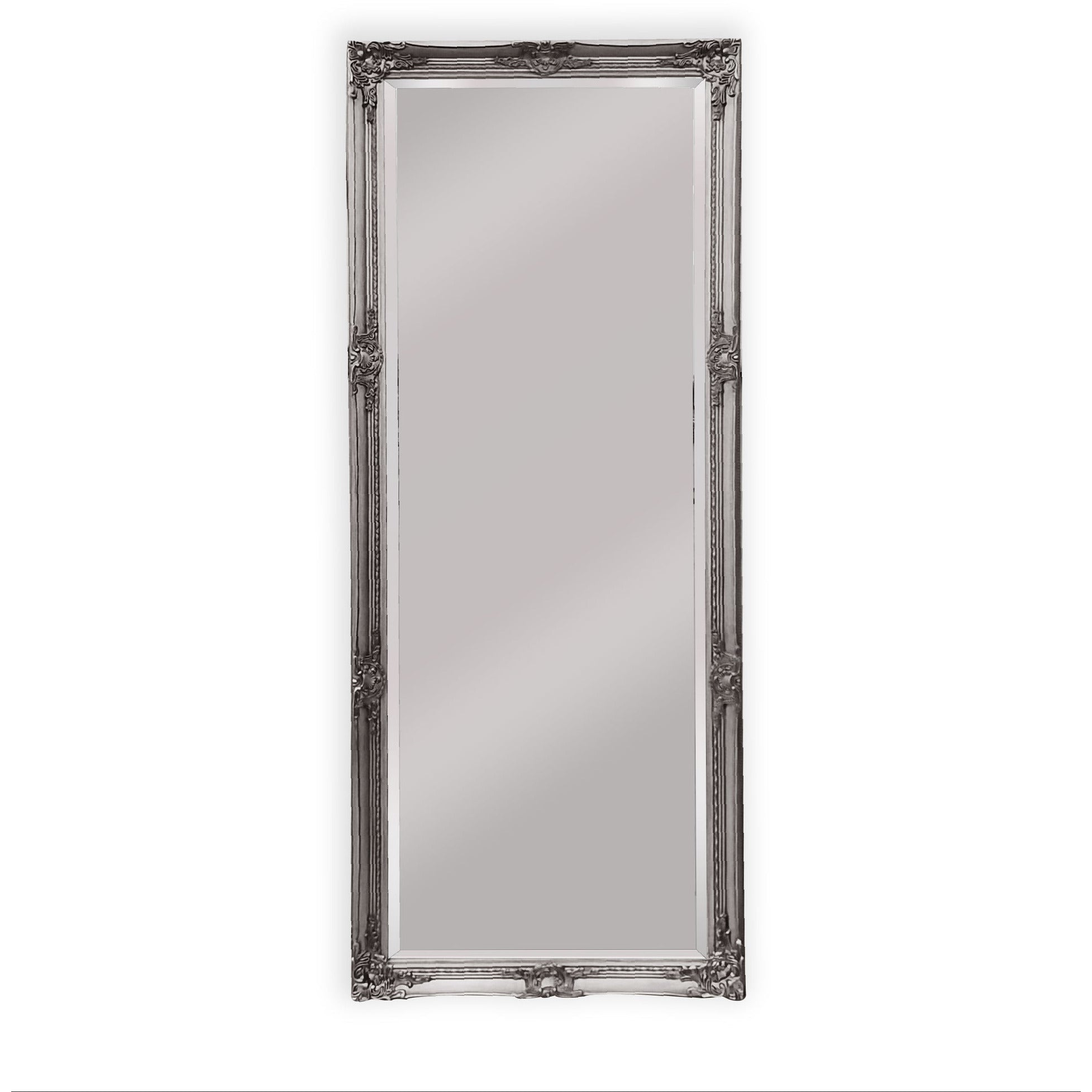 French Provincial Ornate Mirror - Antique Silver - Medium 70cm x 170cm