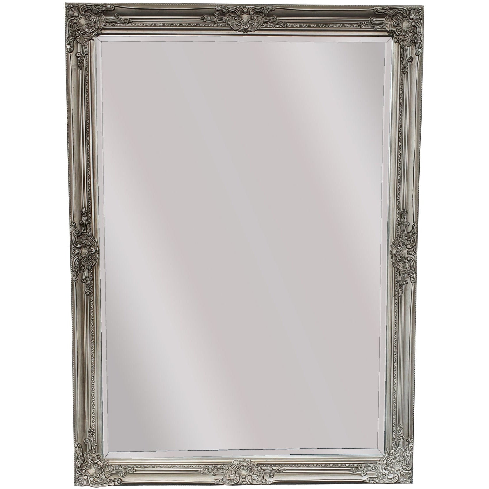 French Provincial Ornate Mirror - Antique Silver - Small 80cm x 110cm
