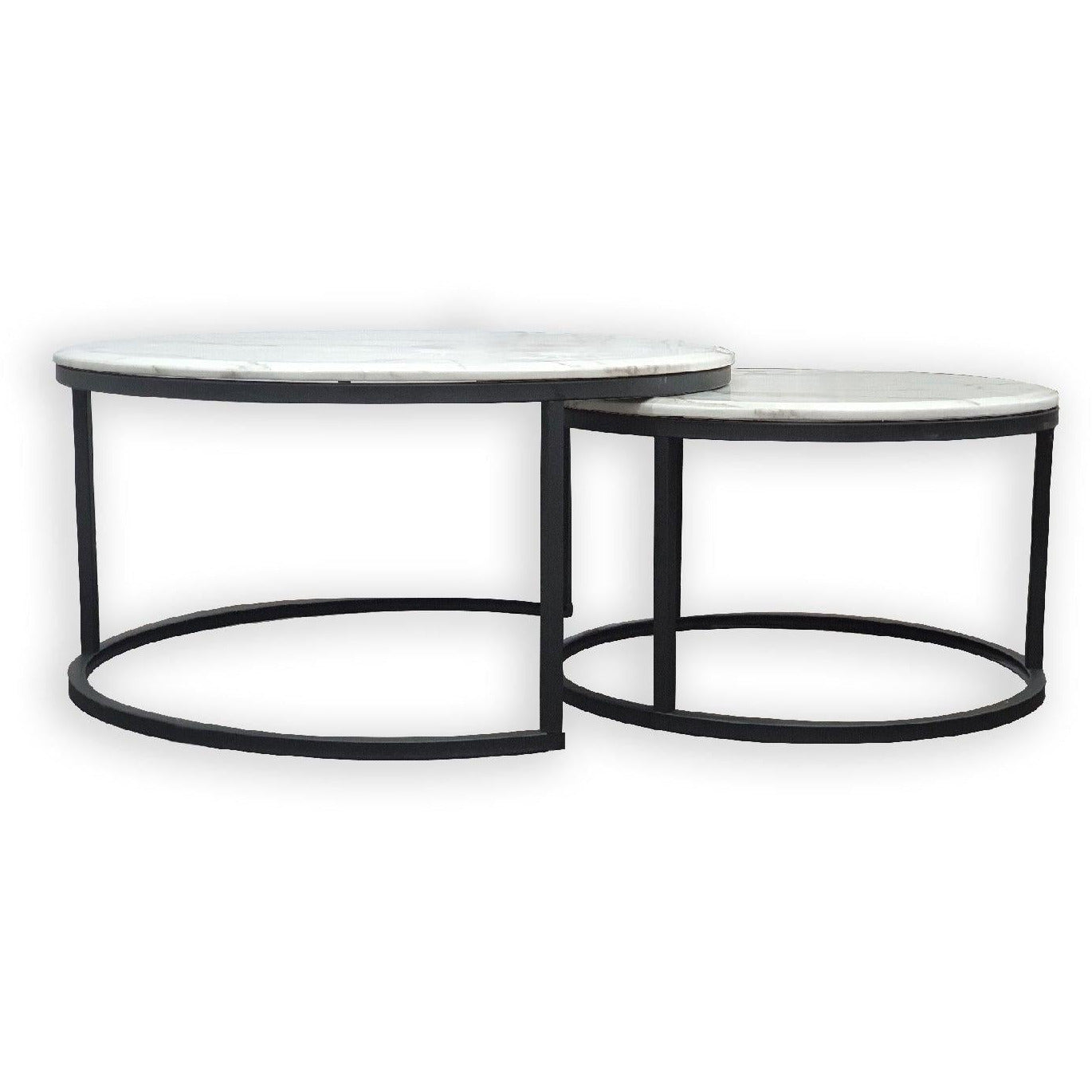Nesting style Coffee Table - White on Black - 60cm/40cm