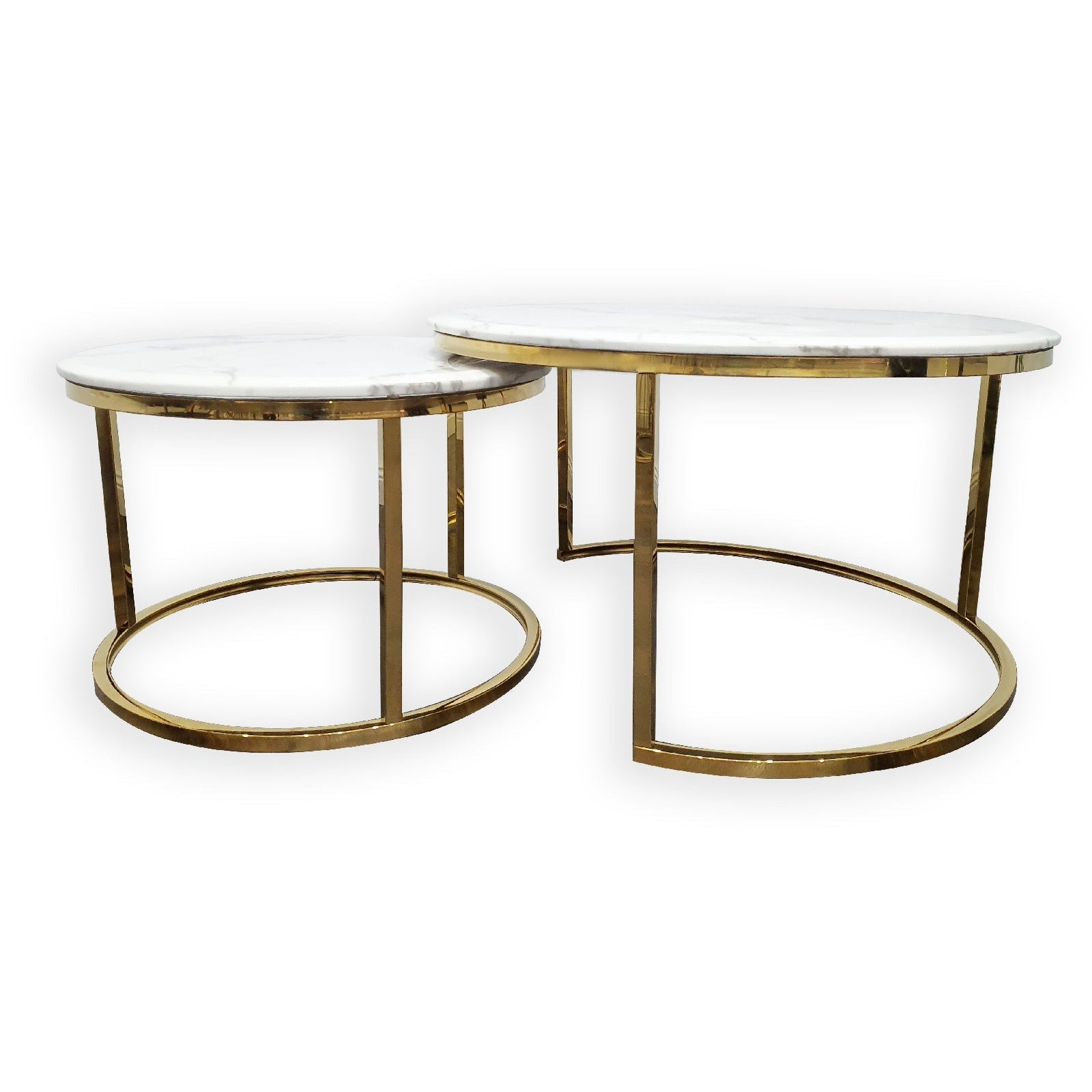 Nesting style Coffee Table - White on Gold - 60cm/40cm
