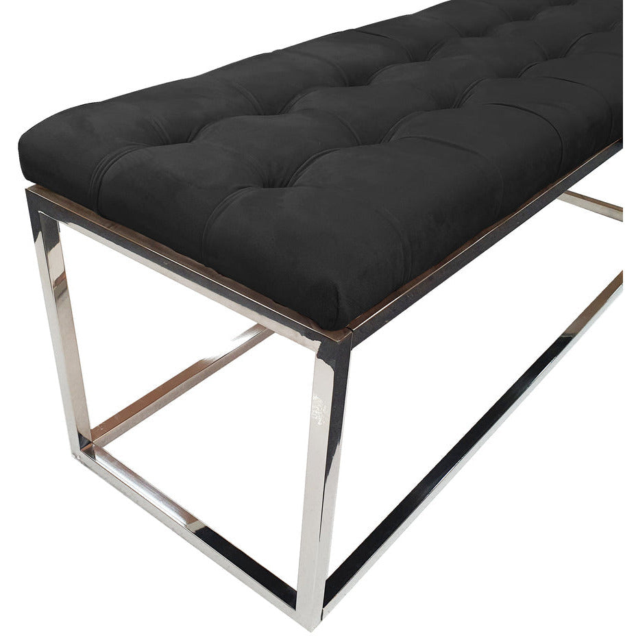 Holly Silver/ Black Ottoman