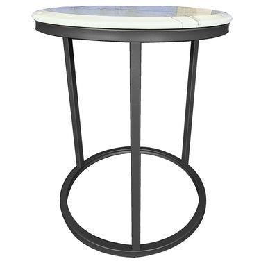 Kelly Side Table - White on Black - 45cm